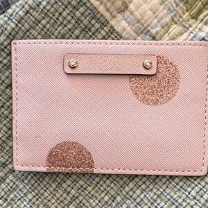 Kate Spade Pink Card Holder with Glitter Dots
